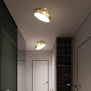 İskandinav yatak odası tavan ışık Modern basit Led sundurma koridor koridor ışık yaratıcı tam yuvarlak bakır tavan ışık - Product Image 1