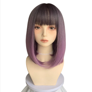 Perruque courte et droite pour femme avec frange, en fibre synthétique haute température, style Lisa bob, perruque de cosplay fabriquée à la machine - Product Image 2