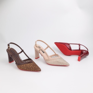 Élégantes Escarpins Rouge à Bride Arrière pour Femme, Bout Pointu, Talon Épais et <span class=keywords><strong>Strass</strong></span>, Chaussures Rehaussantes pour Femmes - Product Image 6