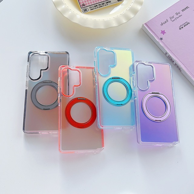 Wholesale TPU Phone Cases Starry Sky Chameleon Style Magnetic Holder 360 Degree Rotating Stand Colorful Case for Samsung S25