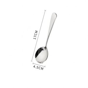 304 Stainless Steel Round Creative Hammered Texture Linen Texture Soup <b>Spoon</b> Tableware Wholesale - Product Image 2