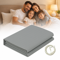 Drap plat de mise à la terre gris en coton biologique premium avec 5 % de fibres d'argent, drap conducteur pour une meilleure qualité de sommeil et un meilleur soutien à la récupération
