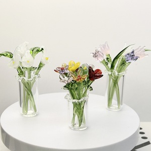 Nuovo Design 2025: Fiori di Cristallo Fatti a Mano, Calla e Tulipani Colorati, <span class=keywords><strong>Vaso</strong></span> di Fiori in Vetro, Fiori Artificiali per Decorazione da Scrivania - Product Image 3