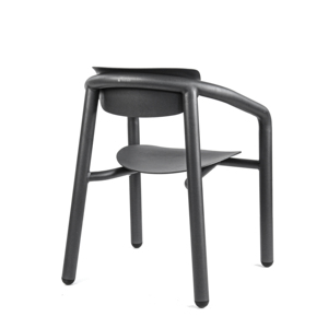 Minimalist Aluminum Garden <b>Chair</b> with Tapered Legs Stackable Waterproof Gliding Movement Durable Outdoor Furniture <b>Black</b> Color - Product Image 2