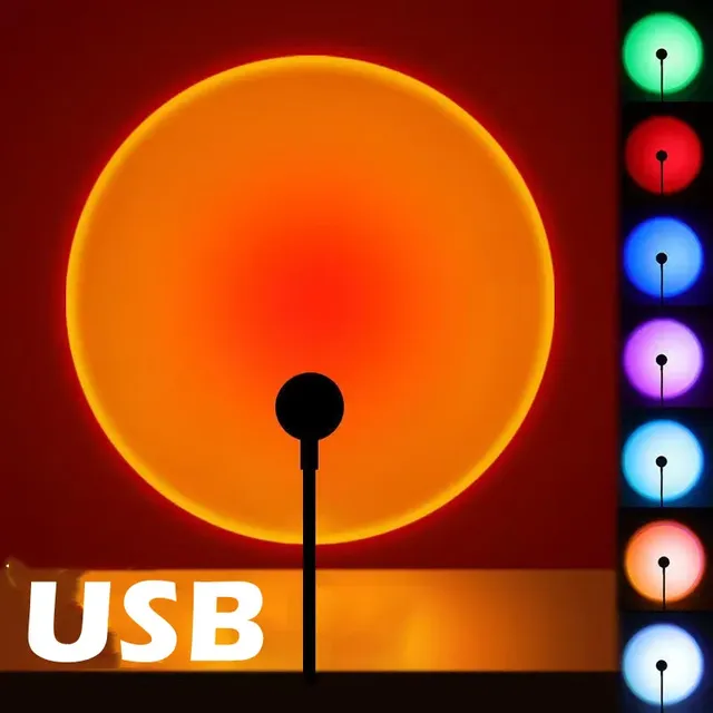Led USB Sunset Lamp Projector Home Decor Night Light Portable Mood Light for Living Room Wall Photography Neon Lights