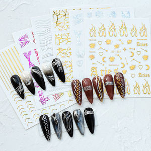 Wholesale 3D Laser Rainbow Gold Bar Wave Nail Art <strong>Stickers</strong> and Decals Nail Art Supplies - Product Image 1