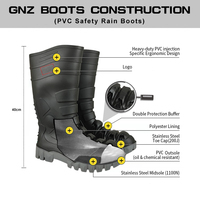 Bottes de Pluie de Travail PVC Anti-Chimiques Hautes à la Cheville, CE Nouveau Style, Imperméables, avec Embout et Semelle Anti-Perforation en Acier pour Homme