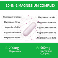 Complejo de Magnesio de Alta Absorción 900mg, Fórmula 10 en 1 con Glicinato y Citrato para el Sistema Nervioso y la Salud del Sueño, 120 Cápsulas
