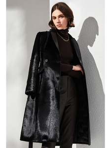 Elegante y lujoso <span class=keywords><strong>Fetal</strong></span> de lana de cordero para bebé, traje de lana, cuello de piel en uno, Chaqueta larga delgada de cuero genuino - Product Image 2