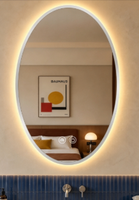 Miroir de salle de bain mural intelligent à cadre argenté de style elliptique