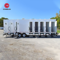 Grande unité de salle de bain préfabriquée de luxe Cabine de douche portable Remorque de salle de bain mobile avec salles de douche Remorque