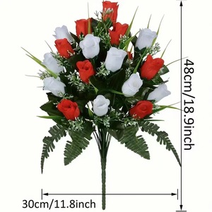 Arreglo Floral Artificial de Rosas para Lápidas de <span class=keywords><strong>Cementerio</strong></span>, Decoración <span class=keywords><strong>con</strong></span> <span class=keywords><strong>Flores</strong></span> de Seda para Decoración del Hogar y Accesorios de Fotografía - Product Image 3
