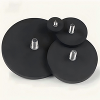 Aimant de fixation externe pour base de voiture, aimant néodyme 43 mm, aimants pot à revêtement en caoutchouc noir avec filetage extérieur