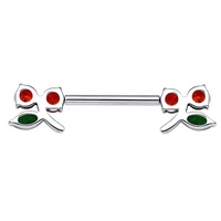 Eternal Metal ASTM F136 Barre de mamelon sans fil en titane avec bijoux piercing en forme de cerise