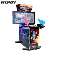Máquina de Juegos Arcade de Disparos para Niños y Adultos, Operada con Monedas, Construcción de Metal y Plástico, 2 Jugadores, Uso en Interiores, Inglés