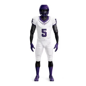 Uniforme Personalizado de Fútbol Americano, Blanco y Morado, Sublimado, Cuello en V, Manga Corta, Absorbe la Humedad, Corte Atlético para Hombre - Product Image 3