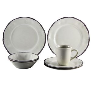 Service de table en mélamine gris minimaliste 16 pièces <span class=keywords><strong>Série</strong></span> Nordique 2026 avec motifs linéaires européens - Product Image 6