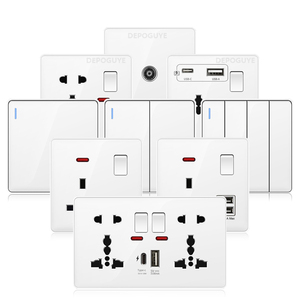 Prise murale universelle 5 broches en plastique 3.1A USB C, interrupteur électrique d'éclairage mural 1/2/3/4 Gang, prise de charge rapide UK Type-C 18W - Product Image 1