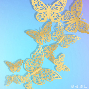 Decoración de pared mariposas pegatinas 3D lujo oro Hada pared acentos calcomanías tema Fiesta decoración del hogar - Product Image 5