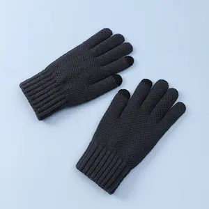 Luvas masculinas para outono e inverno, luvas para tricô, touch screen, à prova de frio, para corrida ao ar livre e equitação