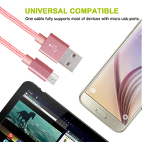 Câble de charge et de synchronisation USB 2.0 en nylon tressé de 3 pieds, 6 pieds et 10 pieds de longueur, compatible avec les appareils mobiles Android