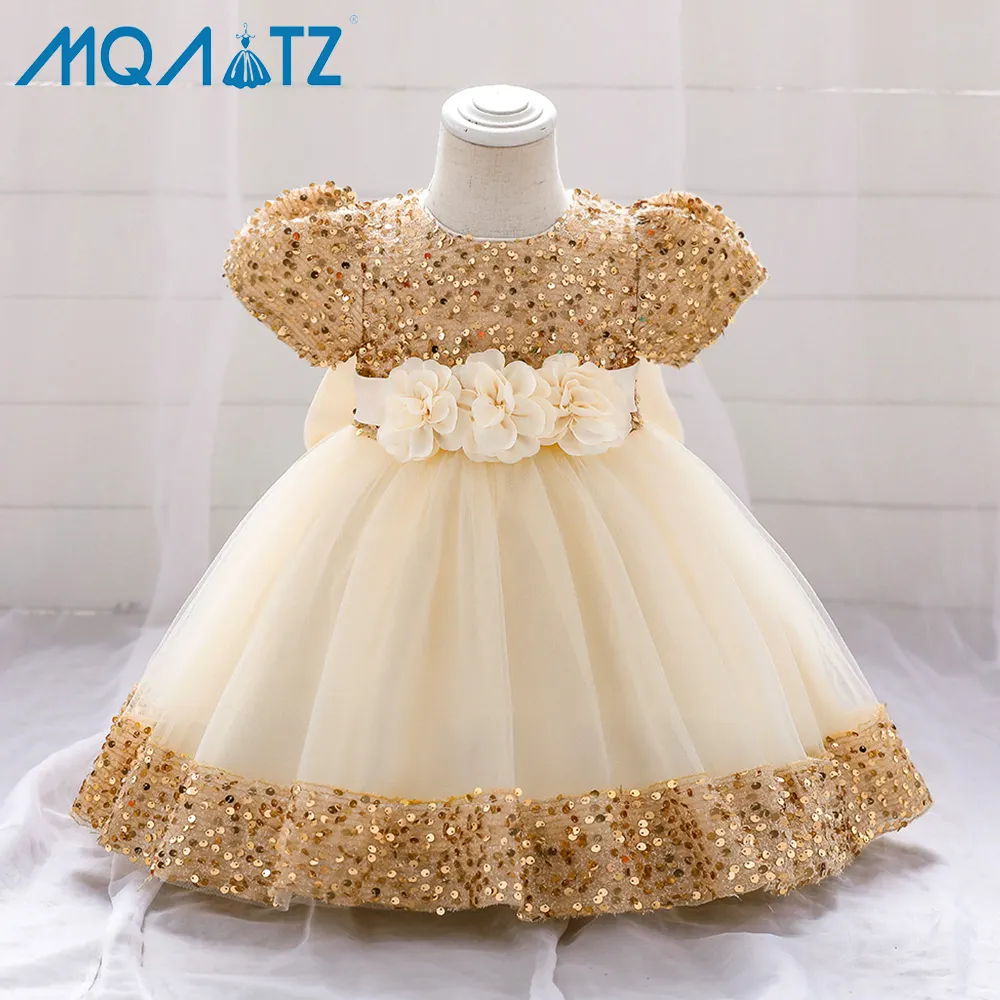 MQATZ Robes à Fleurs pour Fille, Manches Courtes, Paillettes, Collection Inde, Robes de Soirée Florales N2116