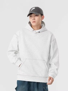 Sudadera con Capucha Estilo Americano, Antiarrugas, Manga Raglán, con Bolsillo, para Hombre, Otoño Invierno, Marca de Moda, Alta Gama, Holgada, Lisa - Product Image 5