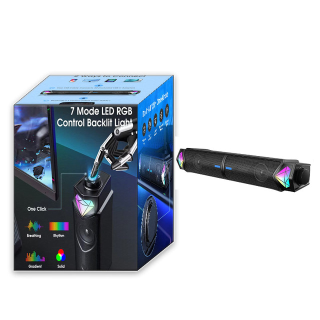 Hot Selling Colorful Popular BT 5.3 Wireless Metal Gaming Speaker Soundbar Dual Cinema Level Surround Sound Computer Speaker
