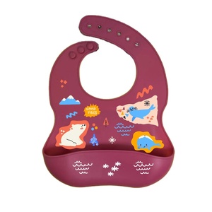 Produttore all'ingrosso impermeabile animali bambino Silicone bavaglini in Silicone bavaglino bambino con cibo Catcher per i bambini - Product Image 1