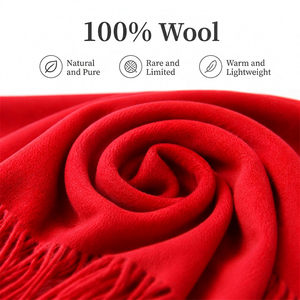 Bufanda 100% Lana con Logotipo Bordado Personalizado, Chal Rojo Festivo de Invierno, Regalo Corporativo Anual, Venta al por Mayor de Fábrica - Product Image 2