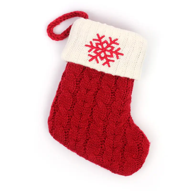 Initial Cable Knitted Stocking Mini Monogrammed Christmas Stocking Embroidered Letter of Family Xmas Santa Socks