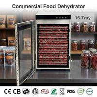 16-bakjes grote commerciële elektrische roestvrijstalen digitale fruitdroger/voedseldroger voor thuisgebruik, geschikt voor beef jerky en fruit