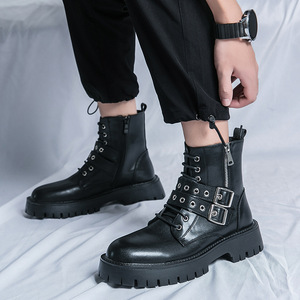 2026 New Summer Mid-Calf Men's <b>Boots</b> Thick Sole Lace-Up Motorcycle Work <b>Boots</b> - Product Image 2