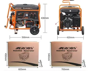 Control de arranque automático profesional, generador de gasolina con mango y Rueda, 7,5 Kw, 220v, 7,5 Kva, 7000w