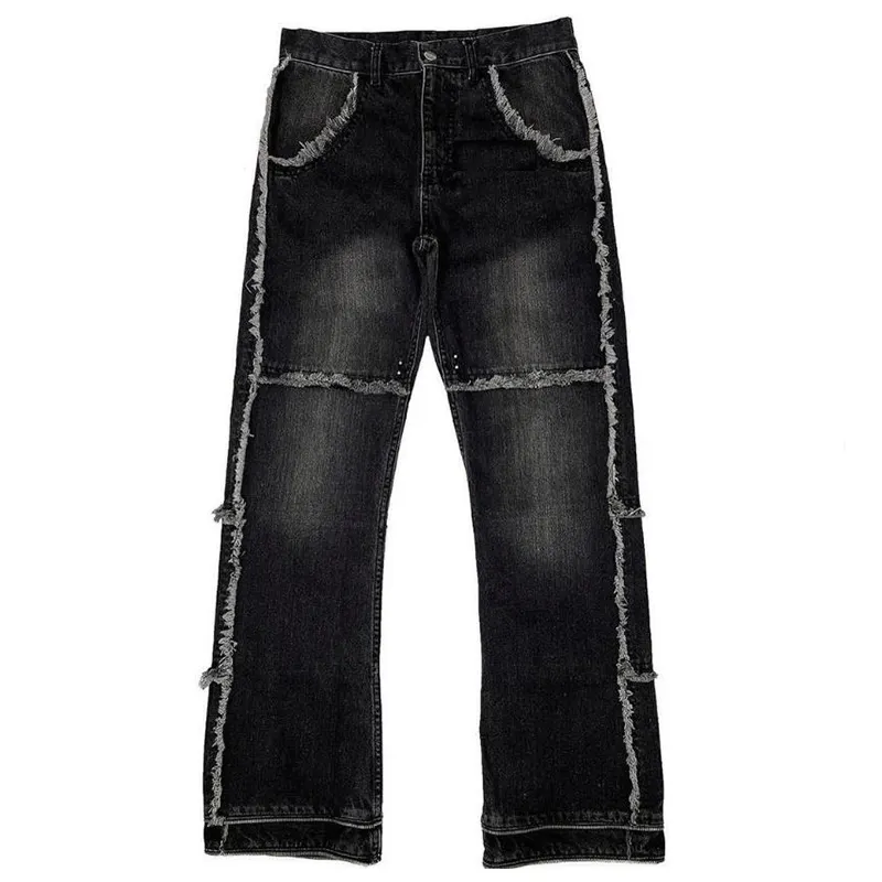 DiZNEW Hochwertige lose gerade schwarze Jeans Jeans Baggy Jeans für Männer lose Hip Hop Streetwear Jeans Hose