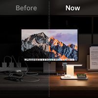 Station de charge rapide 3-en-1 avec port Type-C pour chargeur magnétique sans fil, veilleuse à trois niveaux, 15W max pour téléphone portable et montre