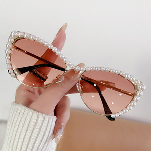 <b>Sunglasses</b> Pearl Cat Eye Frame Gold Black Women UV400 PC Lens Type 3 Sunshades - Product Image 4