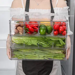 8 Organizador Transparente Dividido Bolsa de Té Café Caja de Almacenamiento de Alimentos Contenedores 8 Compartimentos Hermético Refrigerador de Alimentos Contenedor de Almacenamiento de Plástico PE