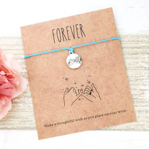 Yeni Pinky söz dilek bilezik el yapımı Pinky söz kolye Charm bilezik kadınlar erkekler için en iyi arkadaş bilezik hediye - Product Image 6