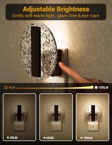 <span class=keywords><strong>Luz</strong></span> Nocturna Redonda LOHAS, Enchufable, con Brillo Regulable, <span class=keywords><strong>Luz</strong></span> Nocturna LED Acrílica con Sensor de Oscuridad para Dormitorio o Pasillo - Product Image 2