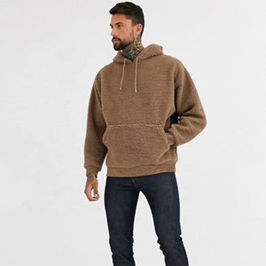 JL-12152 OEM Plain Brown Hoodies Hommes Agneau En Peluche Épaissie Chaud À <span class=keywords><strong>Capuche</strong></span> Lâche Casual Sherpa Hoodies pour Hommes - Product Image 2