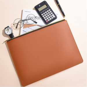 Porte-documents en cuir PU A4 avec fermeture éclair - Sac à documents imperméable pour le bureau et l'école, rangement de fournitures scolaires, pochette en cuir multi-usages avec fermeture éclair - Product Image 2