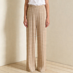 Pantalones de Chifón Plisados de Pierna Ancha Personalizados para Mujer, Pantalones Casuales - Product Image 1