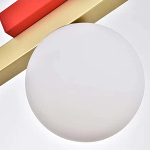 Hậu hiện đại cân bằng hình học ánh sáng mặt dây chuyền, màu đỏ và vàng treo đèn với kính Globe Shades cho phòng khách và không gian ăn uống - Product Image 4