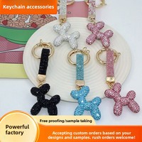 Porte-clés vintage en métal étanche avec strass, motif chiot de dessin animé, pour voiture, sac à main, ou comme breloque, idéal comme cadeau d'anniversaire