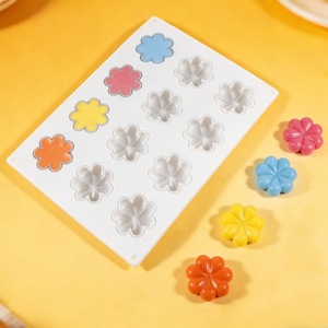 12-Cavity Flower Silicone Mold For Baking Desserts Milk Jelly Cake Tools Dishwasher Safe Commercial Use - Product Image 1