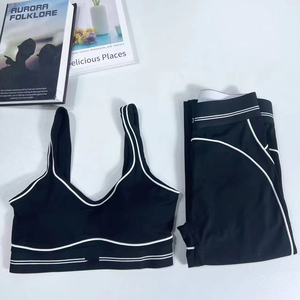 Dames 2-delige set, trendy naadloze geribbelde yogaleggings, hoge kwaliteit, pilates stretch, modieus, sportief, <span class=keywords><strong>workout</strong></span> - Product Image 1