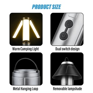 Luz de Camping Multifuncional 2 en 1, Linterna de Camping Recargable por USB con Gancho, Lámpara de Emergencia para Exteriores - Product Image 4
