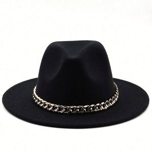 China Wholesaler Polyester Cotton Short Brim Fedora Hat <b>Cheap</b> Men Womens Fedora Hats With Gold <b>Chain</b> - Product Image 6