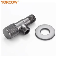 YOROOW Grifo de Cocina y Baño Moderno de 1/2 Pulgada, Totalmente en Cobre, Acero Inoxidable Cromado, Válvula Angular con Cartucho de Latón, Cuello de Cisne